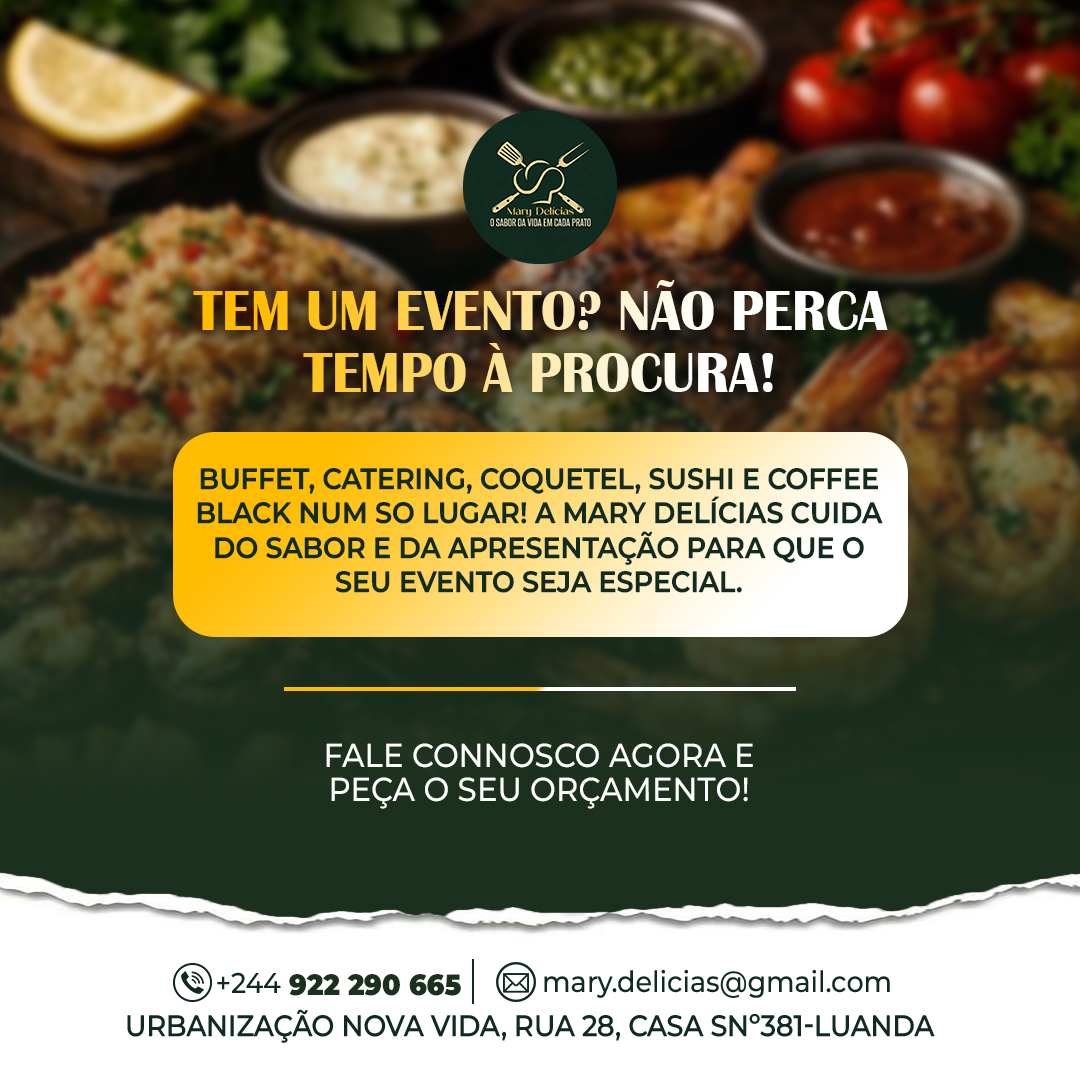 Tem um evento? — buffet, catering, coquetel, sushi e coffee break